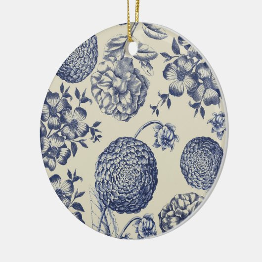 Blauer Blume Blumen Keramik Ornament (Links)