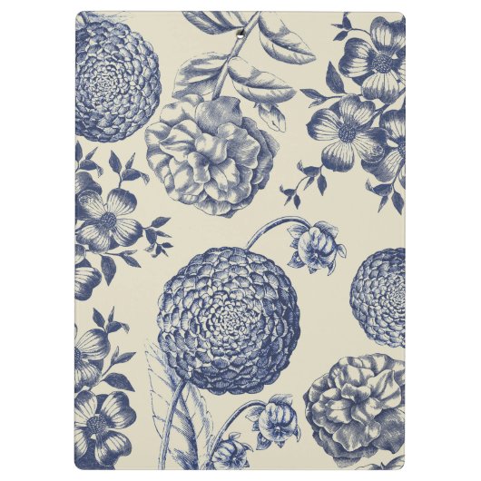 Blauer Blume Blumen Klemmbrett (Rückseite)