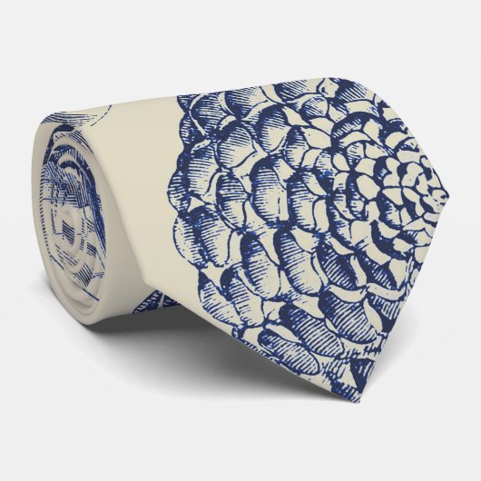 Blauer Blume Blumen Krawatte (Gerollt)