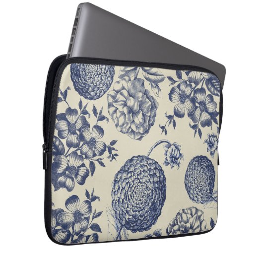 Blauer Blume Blumen Laptopschutzhülle (Vorne Rechts)