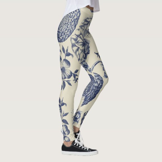 Blauer Blume Blumen Leggings (Rechts)