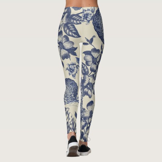 Blauer Blume Blumen Leggings (Rückseite)