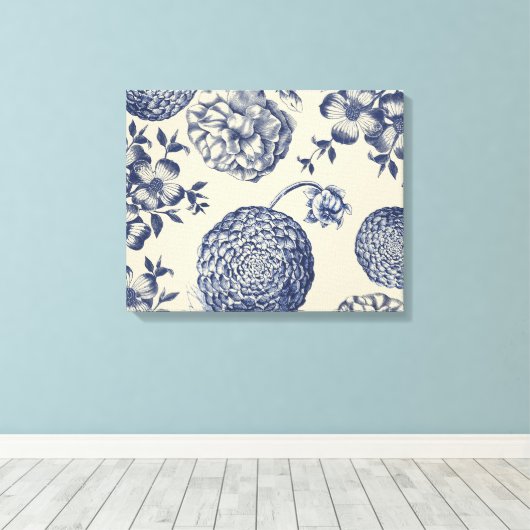 Blauer Blume Blumen Leinwanddruck (Insitu (Holzboden))