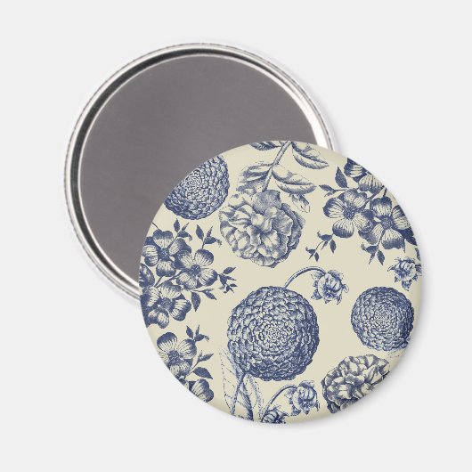 Blauer Blume Blumen Magnet (Vorderseite/Rückseite)