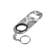 Blauer Blume Blumen Mini Flaschenöffner (Rückseite Schrägansicht)