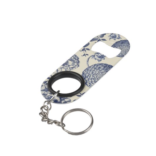 Blauer Blume Blumen Mini Flaschenöffner (Rückseite Schrägansicht)