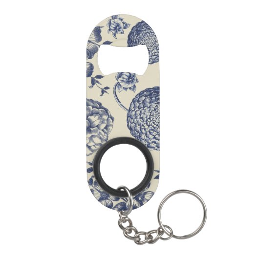 Blauer Blume Blumen Mini Flaschenöffner (Rückseite)