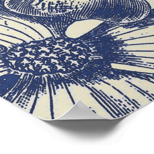 Blauer Blume Blumen Poster (Ecke)