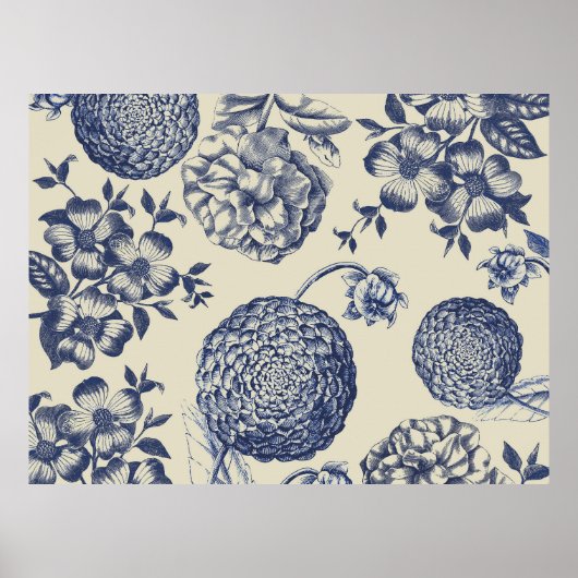 Blauer Blume Blumen Poster (Vorne)