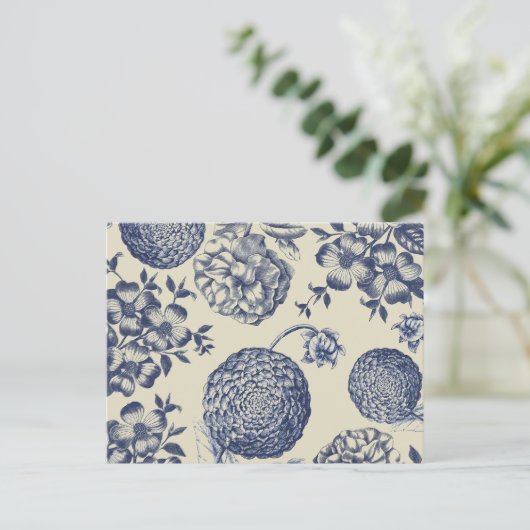 Blauer Blume Blumen Postkarte (Stehend Vorderseite)