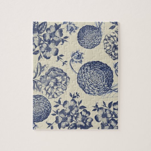 Blauer Blume Blumen Puzzle (Vertikal)