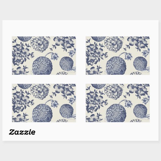 Blauer Blume Blumen Rechteckiger Aufkleber (Blatt)