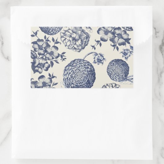 Blauer Blume Blumen Rechteckiger Aufkleber (Tasche)