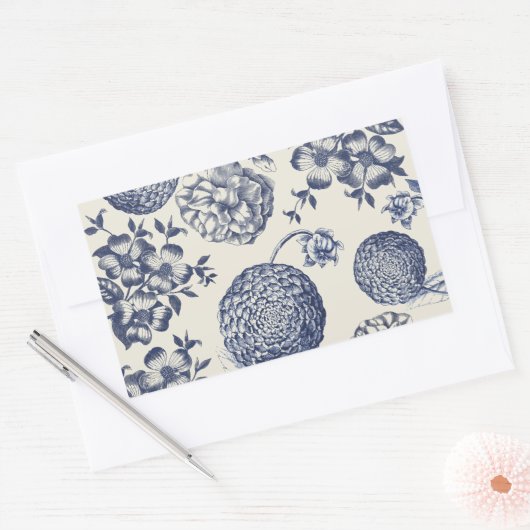 Blauer Blume Blumen Rechteckiger Aufkleber (Umschlag)