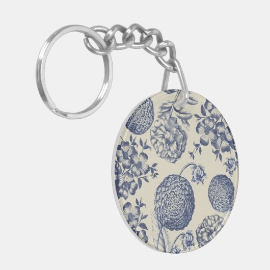 Blauer Blume Blumen Schlüsselanhänger (Vorderseite links)