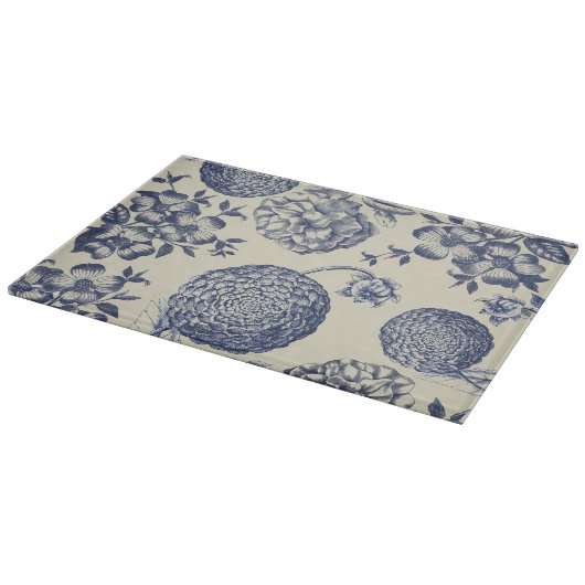 Blauer Blume Blumen Schneidebrett (Ecke)