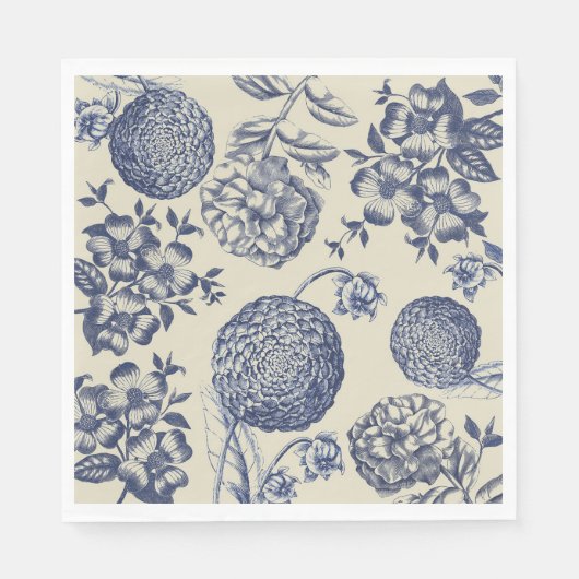 Blauer Blume Blumen Serviette (Vorderseite)