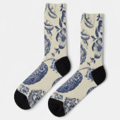 Blauer Blume Blumen Socken (Linkes Detail)