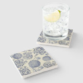 Blauer Blume Blumen Steinuntersetzer (Seitenansicht)