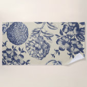 Blauer Blume Blumen Strandtuch (Vorderseite)