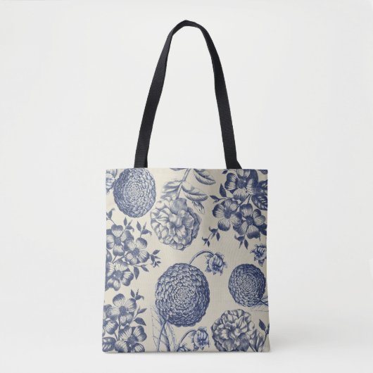 Blauer Blume Blumen Tasche (Vorderseite)