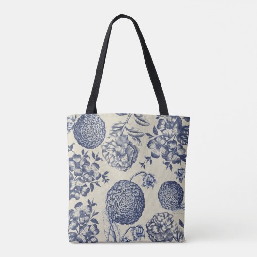Blauer Blume Blumen Tasche (Rückseite)