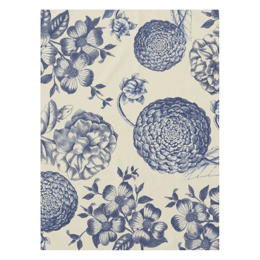 Blauer Blume Blumen Tischdecke (Vorderseite)