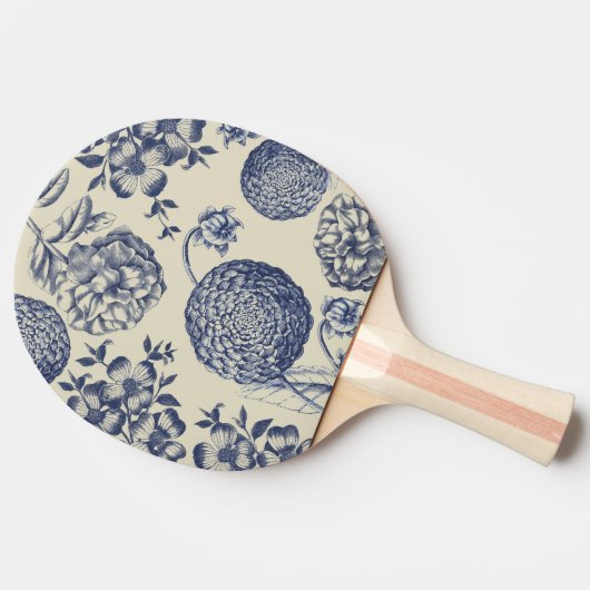 Blauer Blume Blumen Tischtennis Schläger (Seitenansicht)