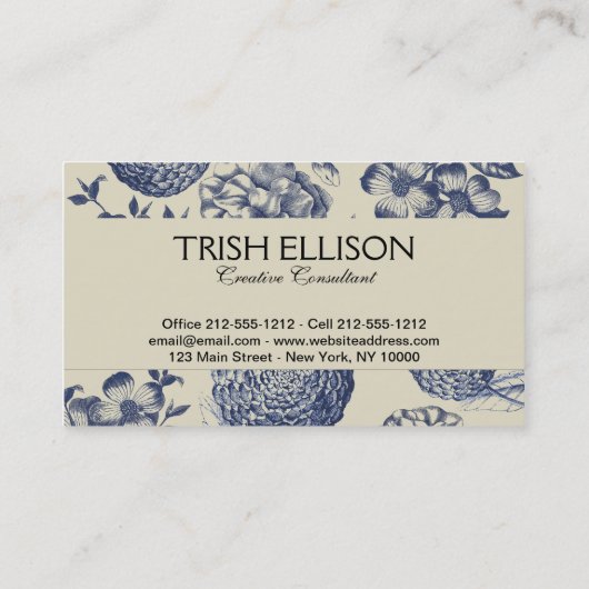 Blauer Blume Blumen Visitenkarte (Rückseite)