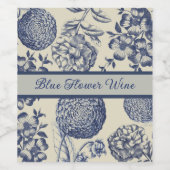 Blauer Blume Blumen Weinetikett (Einzelnes Label)
