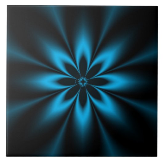 Blauer Blume Burst Fliese (Vorderseite)