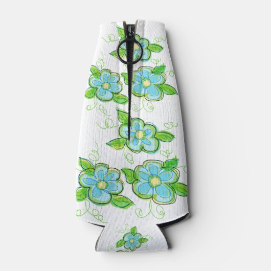 Blauer Blume Flasche Anzug Flaschenkühler (Rückseite)