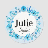 Blauer Blume Kraut individuell einstellbar Namensschild (Vorderseite)