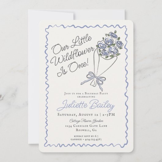 Blauer Blume Marktwirtschaft FBoritage Einladung (Vorderseite)