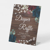 Blauer Blume-Windeln für Burgund und Navy Sockelschild (Vorderseite)