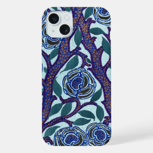 Blauer Blumen-Art-Deco-Druck Nachbildung von Seguy iPhone 15 Plus Hülle