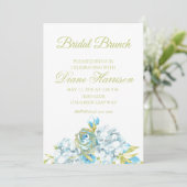 Blauer Blumen Brautparty Einladung (Stehend Vorderseite)