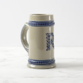 Blauer Blumen-Buchstabe R Monogramm-Becher Bierglas (Vorderseite Links)