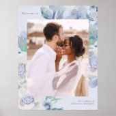 Blauer Blumen Ein Foto Hochzeit Willkommen Poster (Vorne)