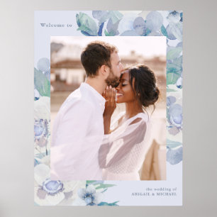 Blauer Blumen Ein Foto Hochzeit Willkommen Poster