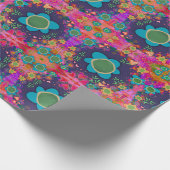 Blauer Blumen Einzigartiger Fun Farbiges Blume Mus Geschenkpapier (Ecke)