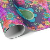 Blauer Blumen Einzigartiger Fun Farbiges Blume Mus Geschenkpapier (Rolleneckpunkt)