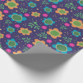 Blauer Blumen Einzigartiger Fun farbiges Muster Geschenkpapier (Ecke)