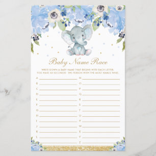 Blauer Blumen Elefant Babynamen-Ratespiel
