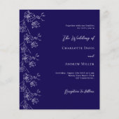 Blauer Blumen formelle Hochzeitseinladung (Vorderseite)