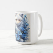 Blauer Blumen-Fuchs-Becher - Wasserfarben-Fuchs-Ka Kaffeetasse (VorderseiteRechts)