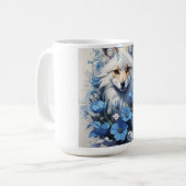 Blauer Blumen-Fuchs-Becher - Wasserfarben-Fuchs-Ka Kaffeetasse (Vorderseite Links)