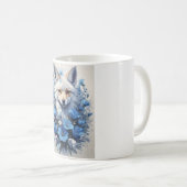 Blauer Blumen-Fuchs-Becher - Wasserfarben-Fuchs-Ka Kaffeetasse (VorderseiteRechts)