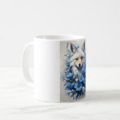 Blauer Blumen-Fuchs-Becher - Wasserfarben-Fuchs-Ka Kaffeetasse (Vorderseite Links)