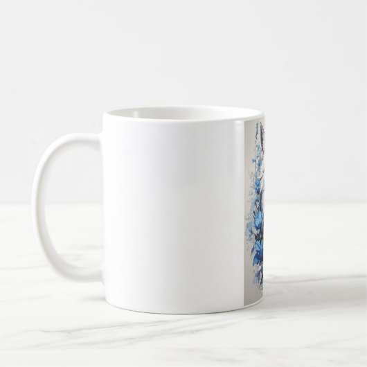 Blauer Blumen-Fuchs-Becher - Wasserfarben-Fuchs-Ka Kaffeetasse (Links)